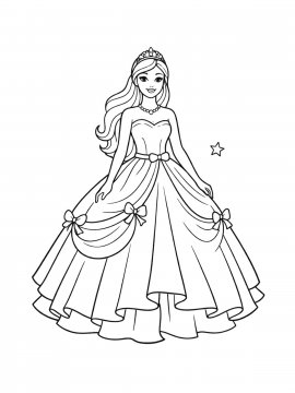 Раскраска Барби в платье