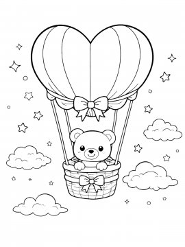 Раскраска Медвежонок на воздушном шаре