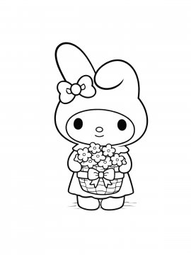 Раскраска Май Мелоди с корзиной цветов