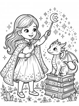 Раскраска Фея и маленький дракон