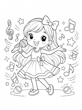 Раскраска Девочка поет