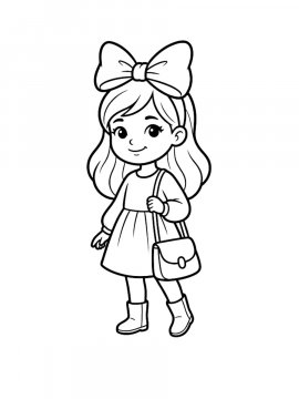 Раскраска Красивая девочка с бантом