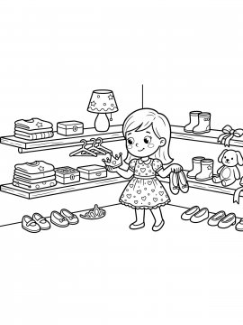 Раскраска Девочка в магазине