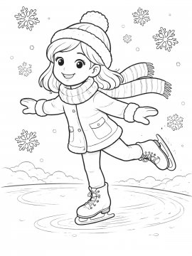 Раскраска Девочка катается на коньках