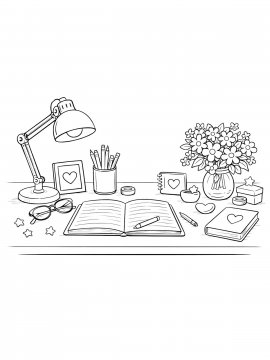 Раскраска Стол и предметами