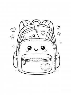 Раскраска Кавайный рюкзак