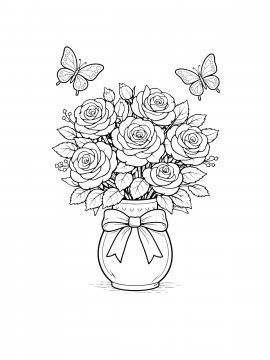 Раскраска Ваза с розами