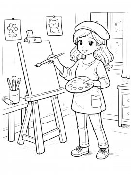 Раскраска Девочка рисует