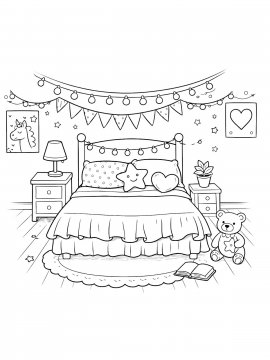 Раскраска Спальня девочки