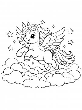 Раскраска Единорожка с крыльями