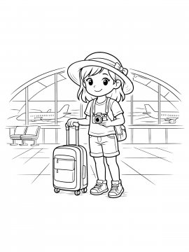 Раскраска Девочка турист