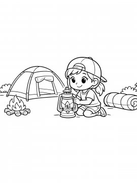 Раскраска Девочка в походе