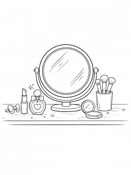 Раскраска Зеркало и косметика