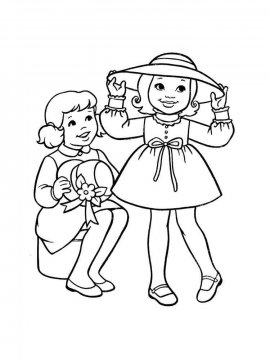 Раскраска две девочки упаковывают подарки