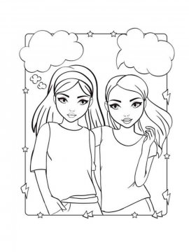 Раскраска портрет двух девочек