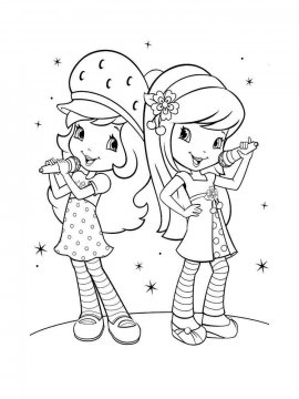 Раскраска две девочки поют в караоке