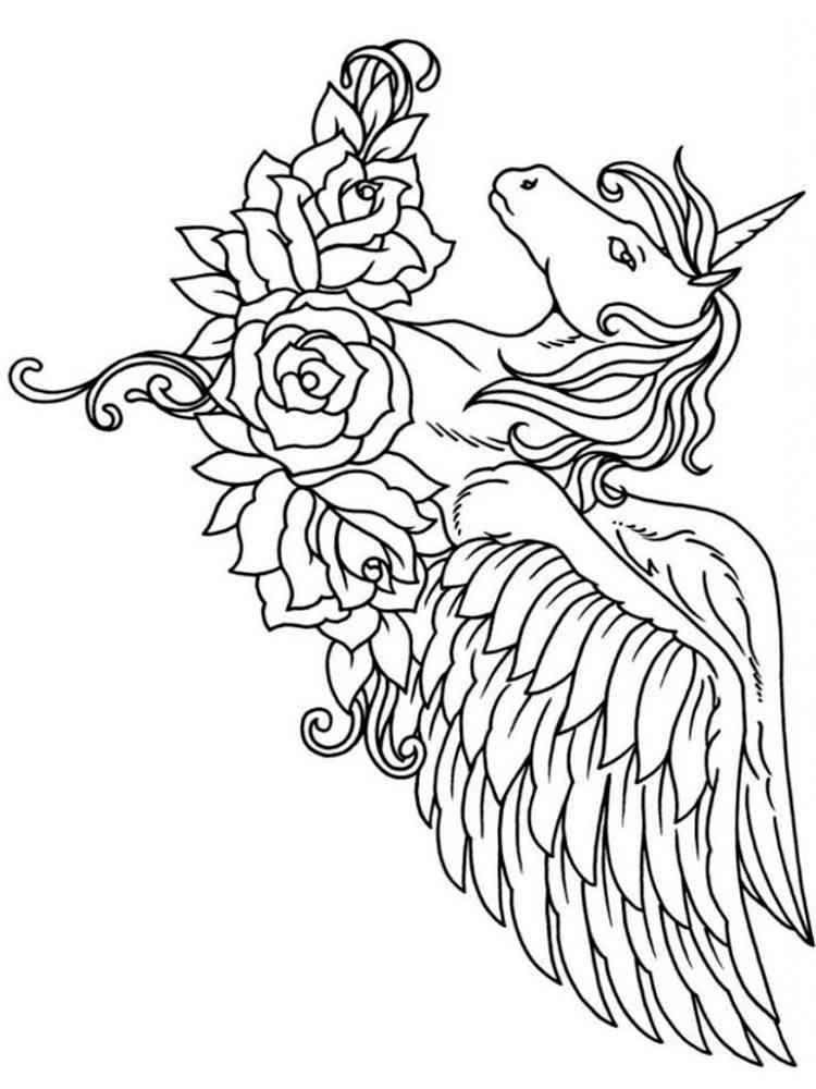 Раскраска Единорог с крыльями. Бесплатно распечатать раскраски