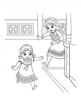 Раскраска малышки Эльза и Анна