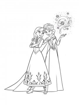 Раскраска две сестрички Анна и Эльза