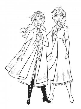 Раскраска прекрасные принцессы Эльза и Анна