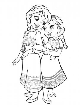 Раскраска маленькие Эльза и Анна