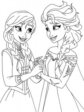 Раскраска сестрички Эльза и Анна	