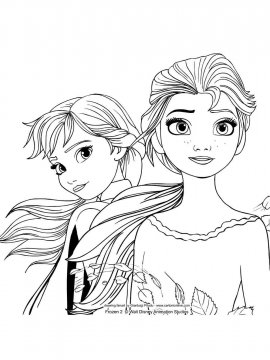 Раскраска милые принцессы Эльза и Анна