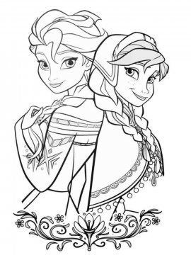 Раскраска милашки принцессы Эльза с Анной