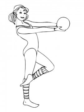 Раскраска Художественная Гимнастика с мячем