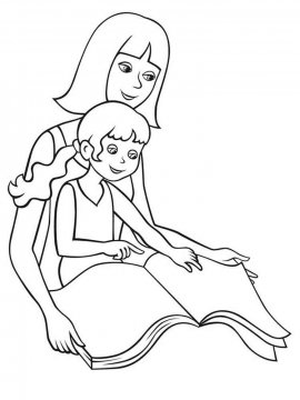 Раскраска Мама и дочка-11