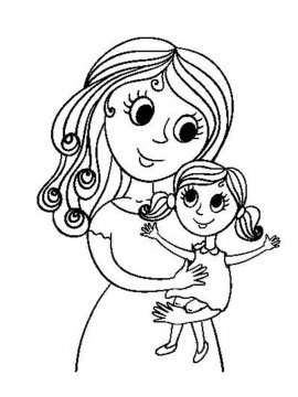 Раскраска Мама и дочка-6