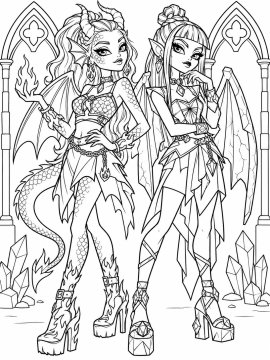 Две девушки Monster High с крыльями и хвостом