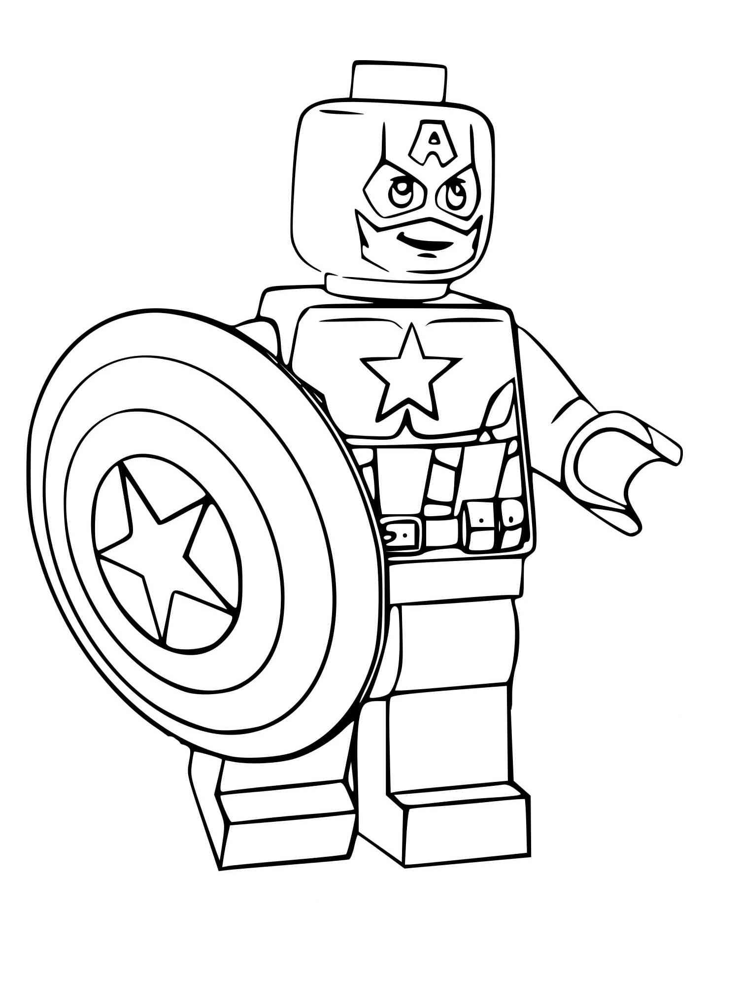 Раскраска лего Мстители Капитан Америка