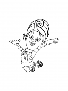 Раскраска Мася прыгает с поднятыми руками