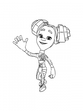 Раскраска Шпуля идёт вперёд и машет рукой