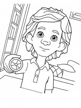 Раскраска ДимДимыч держит фонарик в руке