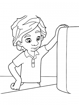 Раскраска ДимДимыч стоит рядом с большим устройством