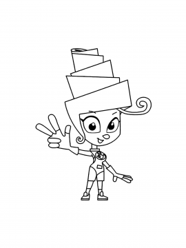 Раскраска Мася показывает пальцы и улыбается