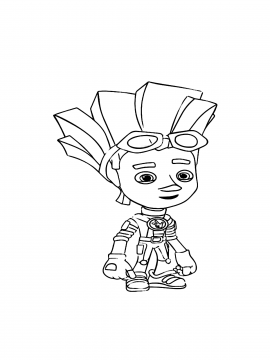 Раскраска Файер в очках стоит в полный рост