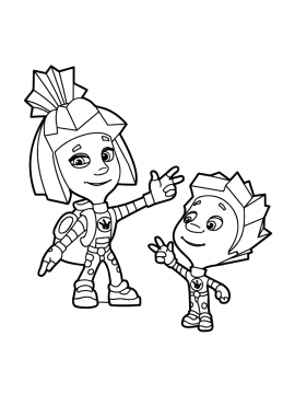 Раскраска Симка и Нолик показывают жесты руками