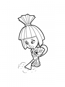 Раскраска Симка с пылесосом