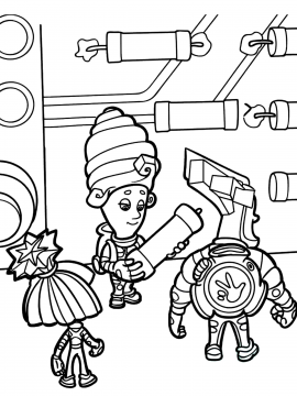 Раскраска Мася держит предохронитель, рядом Папус и Шпуля