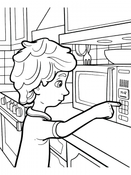 Раскраска ДимДимыч нажимает кнопки на микроволновке