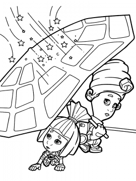 Раскраска Мася и Симка прячутся за зонтом