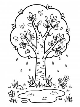 Раскраска Березка и лужа