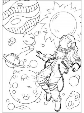 Раскраска Космонавт 15 - Бесплатно распечатать