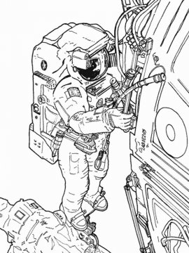 Раскраска Космонавт 18 - Бесплатно распечатать