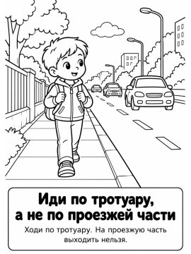 Мальчик переходит дорогу по тротуару