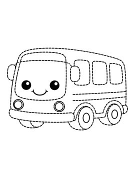 Раскраска автобус по точкам