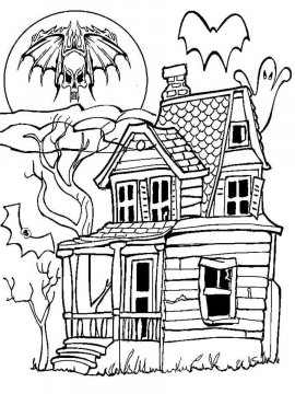 Раскраска Дом с привидениями 19 - Бесплатно распечатать